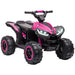 Pink 12V kids ride-on quad ATV bike with LED headlights and rugged tires