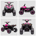 Pink 12V kids ride-on quad ATV bike with LED headlights, large tires, and dual speed
