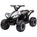 White 12V kids ride on quad ATV bike with LED headlights, rugged tires, and dual speed
