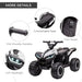 White kids ride-on quad ATV with LED headlights, comfortable seat, and kid-friendly handles