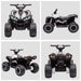 12V kids white quad ATV ride-on bike with LED headlights and rugged wheels, four angles