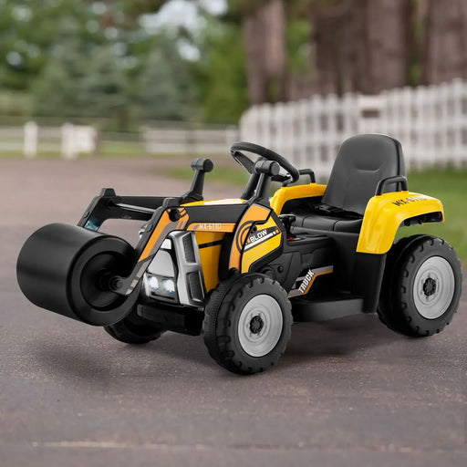 12V Kids Ride-On Road Roller | Realistic Construction Vehicle with Parental Remote Control COSTWAY - Little and Giant Explorers