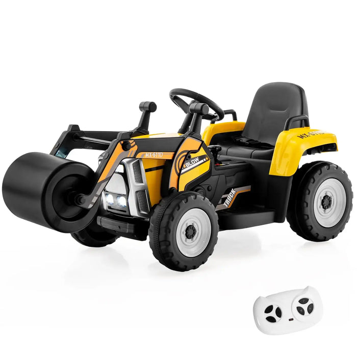 12V Kids Ride-On Road Roller | Realistic Construction Vehicle with Parental Remote Control COSTWAY - Little and Giant Explorers
