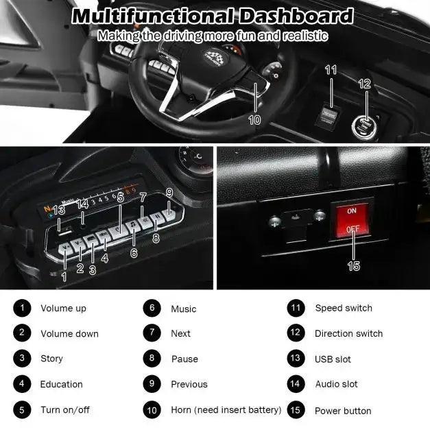 12V Kids Ride-On Semi-Truck - Black | Detachable Container - 8 EVA Wheels COSTWAY - Little and Giant Explorers Costway