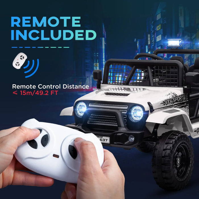 12V Kids Ride-On Truck White | Enhanced Adventure Vehicle - Little and Giant Explorers AIYAPLAY