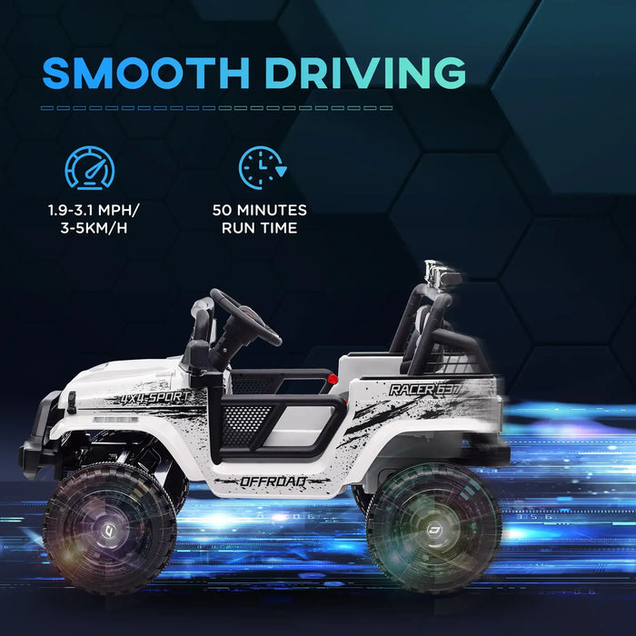 12V Kids Ride-On Truck White | Enhanced Adventure Vehicle - Little and Giant Explorers AIYAPLAY