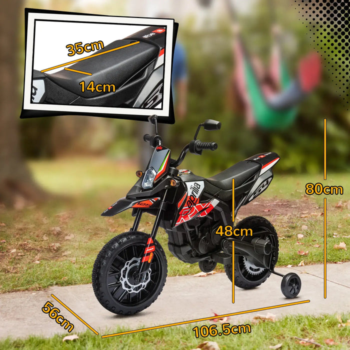 Kids Licensed Aprilia Motorbike with Training Wheels in Red 12V - Little and Giant Explorers AIYAPLAY