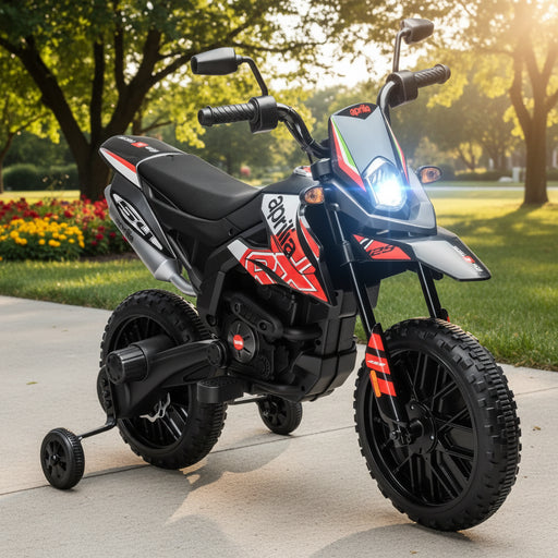 Kids Licensed Aprilia Motorbike with Training Wheels in Red 12V - Little and Giant Explorers AIYAPLAY