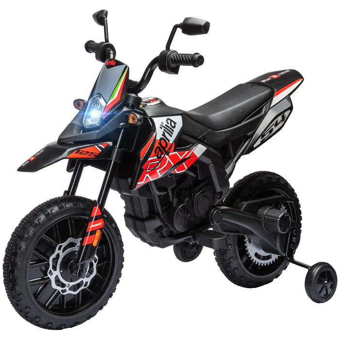 Kids Licensed Aprilia Motorbike with Training Wheels in Red 12V - Little and Giant Explorers AIYAPLAY