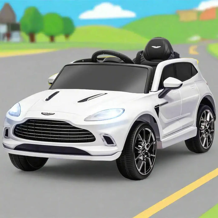 Kids Licensed Aston Martin DBX with Lights and Music in White 12V - Little and Giant Explorers AIYAPLAY