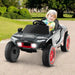 Child driving 12V Audi e-tron kids electric ride-on car with lights on outdoors