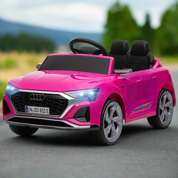 Kids Licensed Audi Q8 e-tron Sportback with Headlights in Pink 12V - Little and Giant Explorers AIYAPLAY