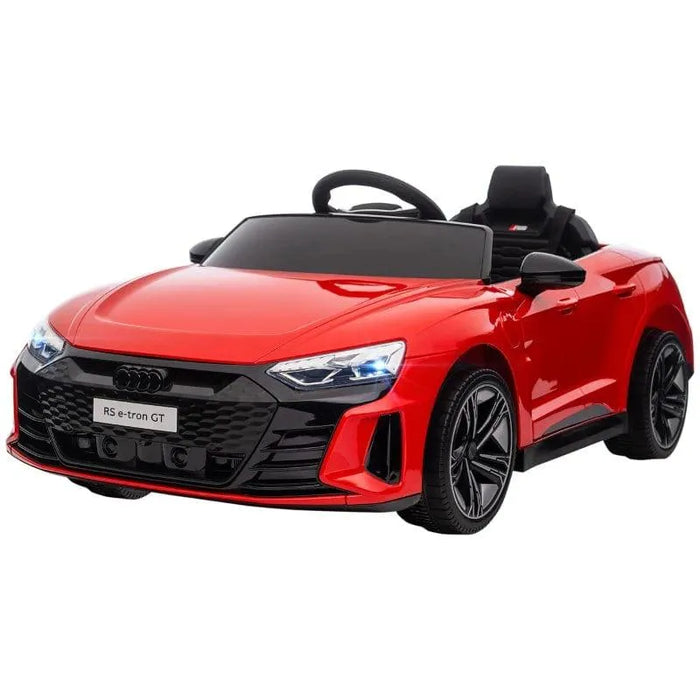 Red 12V Audi RS e-tron GT kids electric ride-on car with LED lights, black wheels