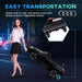 Woman transporting black 12V Audi RS e-tron GT kids ride-on car with rear wheels