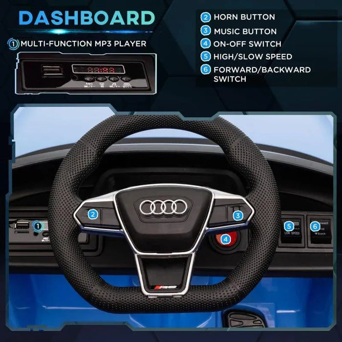 Audi RS e-tron GT kids ride-on car dashboard with MP3 player and control buttons