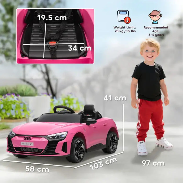 12V Licensed Audi RS E-tron GT Kids Ride-On Car - Pink | LED Lights and Music HOMCOM - Little and Giant Explorers HOMCOM