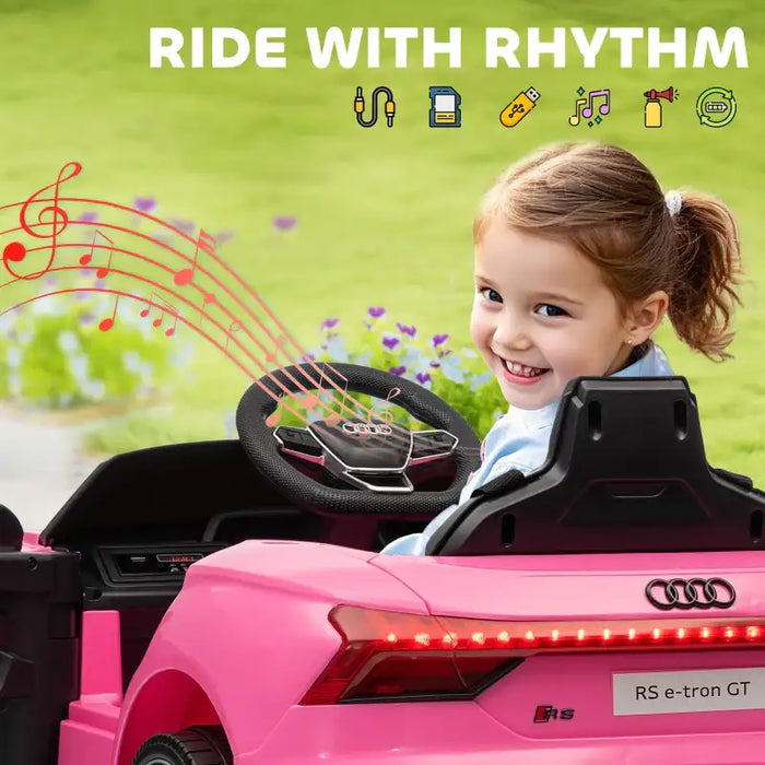 12V Licensed Audi RS E-tron GT Kids Ride-On Car - Pink | LED Lights and Music HOMCOM - Little and Giant Explorers HOMCOM