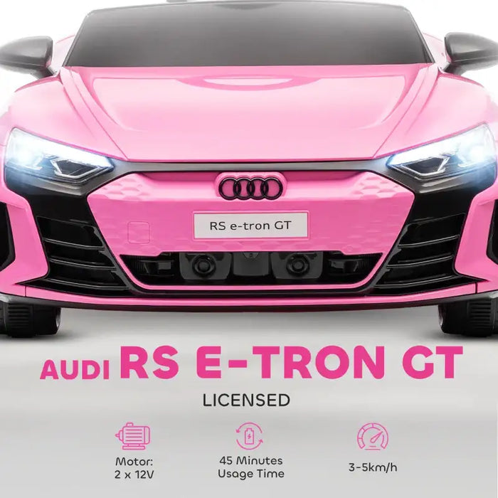 12V Licensed Audi RS E-tron GT Kids Ride-On Car - Pink | LED Lights and Music HOMCOM - Little and Giant Explorers HOMCOM
