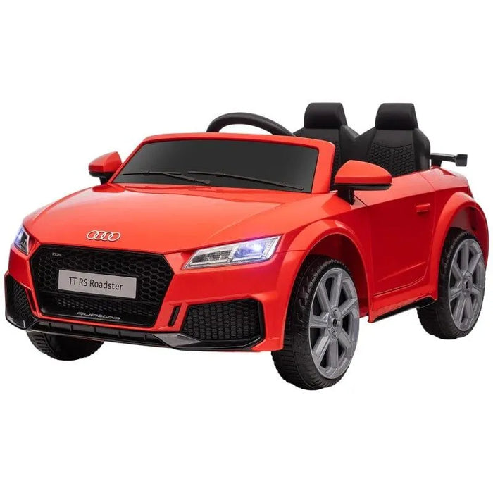 Red 12V Audi TT RS kids electric ride-on car with LED lights and two seats