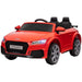 Red 12V Audi TT RS kids electric ride-on car with LED lights and two seats