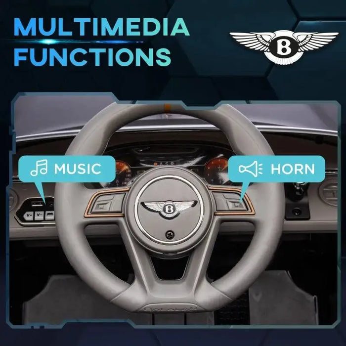 12V Bentley Bacalar kids electric ride-on car steering wheel with music and horn buttons