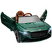 12V green Bentley Bacalar kids ride-on car with butterfly doors open and headlights on