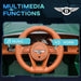 Bentley Bacalar kids ride-on car dashboard with brown steering wheel, music and horn functions