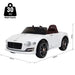 White 12V Bentley kids electric ride-on car with dual motors, dimensions and 30kg capacity