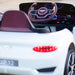 White Bentley kids electric ride-on car with realistic dashboard and steering wheel
