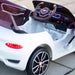 White 12V Bentley kids electric ride-on car with detailed dashboard and black wheels