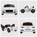 12V white Bentley kids electric ride-on car with dual motors, open doors, and black wheels
