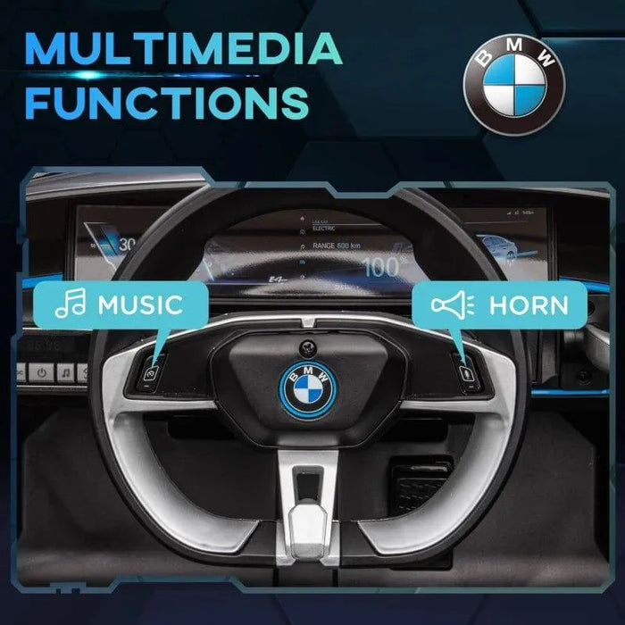 BMW i4 kids electric ride-on car steering wheel with music and horn multimedia functions