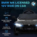 Kids Licensed BMW M4 with Easy Transport, Remote Control, Suspensions, Music, Horn and LED Lights 12V in Black - Little and Giant Explorers AIYAPLAY