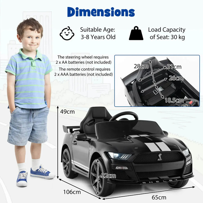 12V Licensed Ford Mustang Kids Electric Ride-On Car – Black | Dual Motors and Remote COSTWAY - Little and Giant Explorers Costway