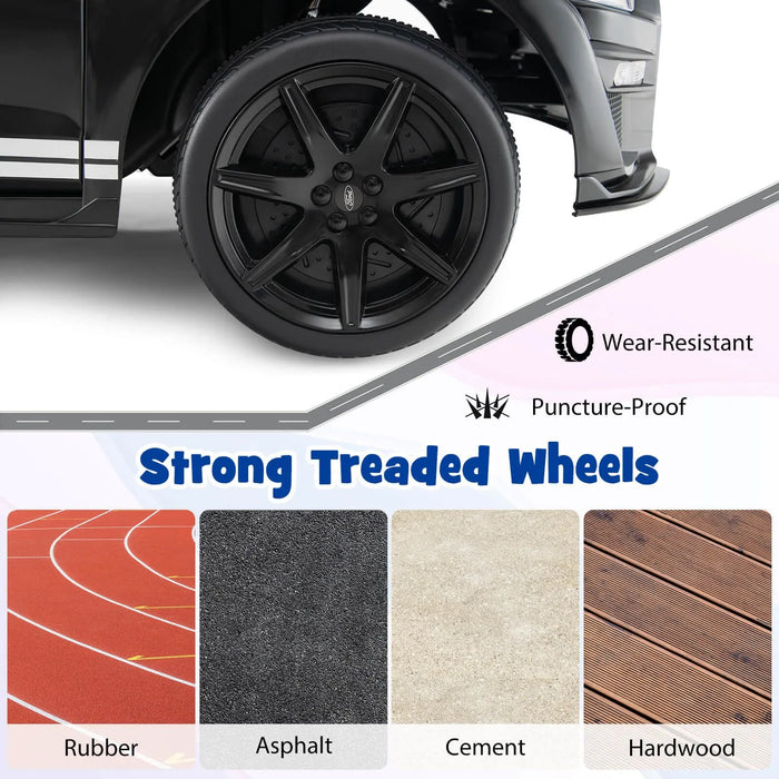 12V Licensed Ford Mustang Kids Electric Ride-On Car – Black | Dual Motors and Remote COSTWAY - Little and Giant Explorers Costway