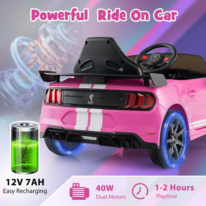 12V Licensed Ford Mustang Kids Electric Ride-On Car – Pink | Remote Control COSTWAY - Little and Giant Explorers Costway