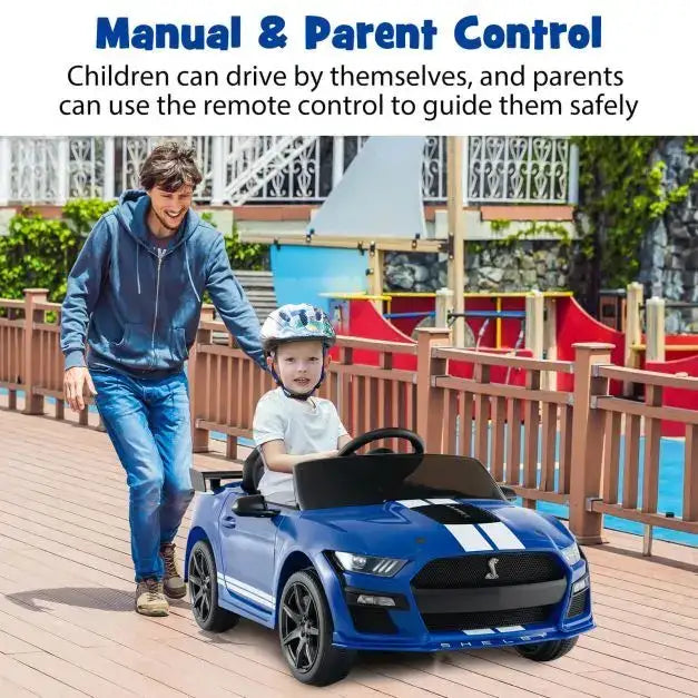 12V Licensed Ford Mustang Shelby GT500 - Blue | Remote and Manual Control COSTWAY - Little and Giant Explorers Costway
