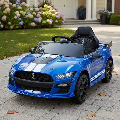 12V Licensed Ford Mustang Shelby GT500 - Blue | Remote and Manual Control COSTWAY - Little and Giant Explorers Costway