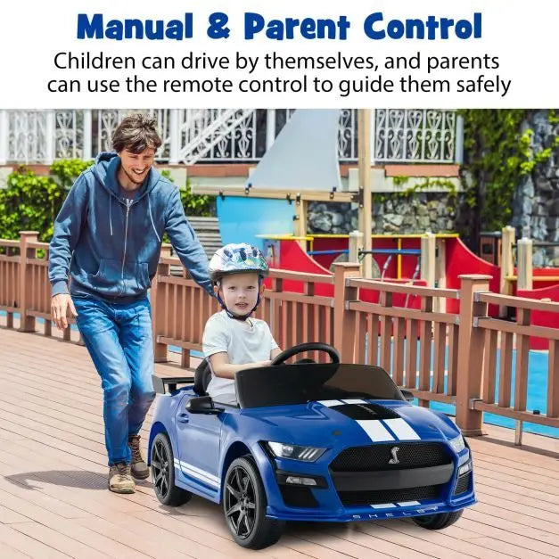 12V Licensed Ford Mustang Shelby GT500 - Blue | Remote and Manual Control COSTWAY - Little and Giant Explorers Costway