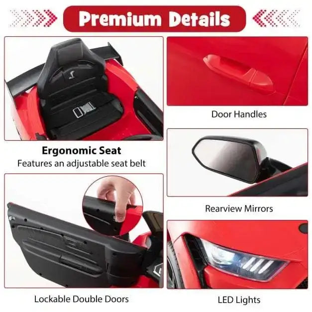 12V Licensed Ford Mustang Shelby GT500 - Red | Remote and Manual Control COSTWAY - Little and Giant Explorers Costway