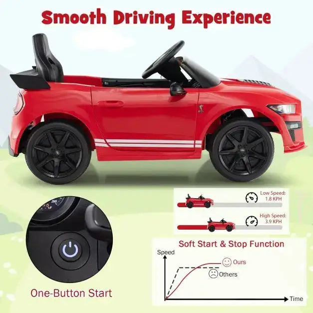 12V Licensed Ford Mustang Shelby GT500 - Red | Remote and Manual Control COSTWAY - Little and Giant Explorers Costway