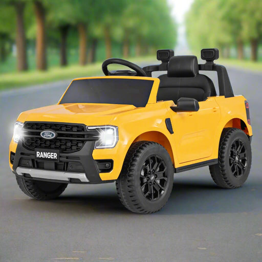 Kids Licensed Ford Ranger Car with Remote Control in Yellow 12V - Little and Giant Explorers Costway