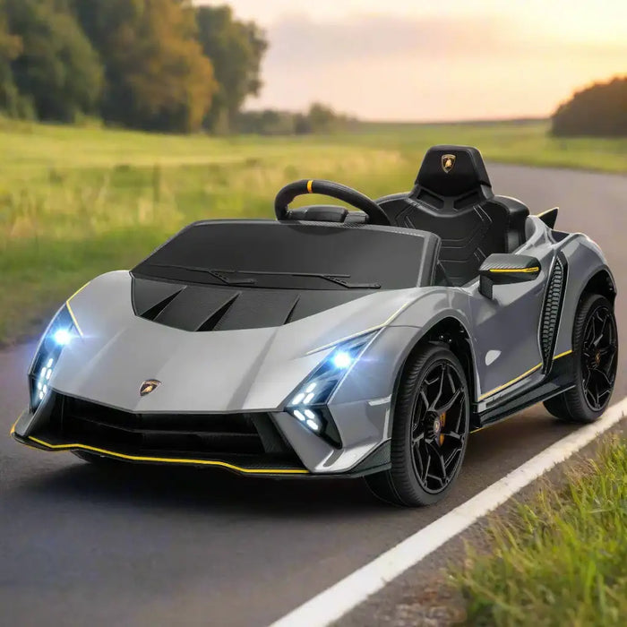 Kids Licensed Lamborghini Autentica in Grey 12V - Little and Giant Explorers AIYAPLAY