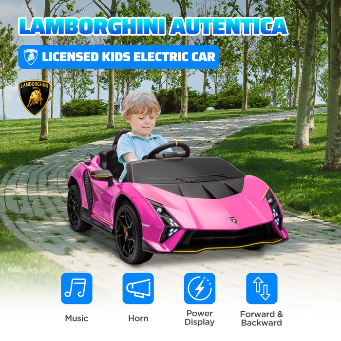 Kids Licensed Lamborghini Autentica in Pink 12V - Little and Giant Explorers AIYAPLAY