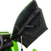 Green Lamborghini Aventador SVJ kids ride on car with open scissor door