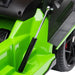 Green kids Lamborghini Aventador ride-on car with open door and black shock absorber