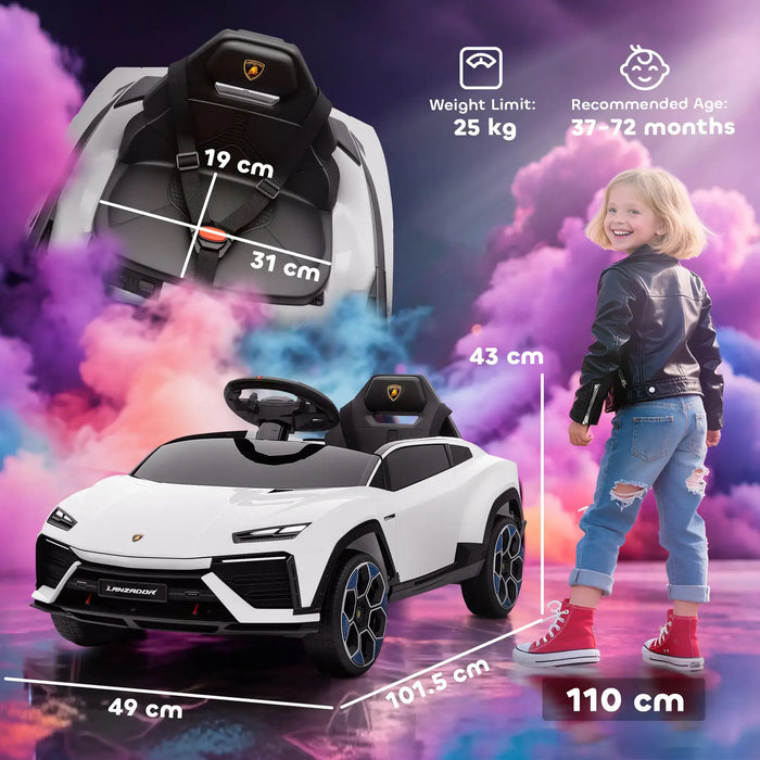 12V Licensed Lamborghini Kids Electric Ride-On Car – White | Parental Remote Control AIYAPLAY - Little and Giant Explorers AIYAPLAY