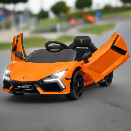 Kids Licensed Lamborghini Revuelto with Butterfly Doors in Orange 12V - Little and Giant Explorers AIYAPLAY