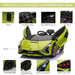 Green 12V licensed Lamborghini Sian kids electric ride-on car with swing-up doors and LED lights