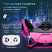 Pink 12V Lamborghini Sian kids ride-on car with remote control, city lights background